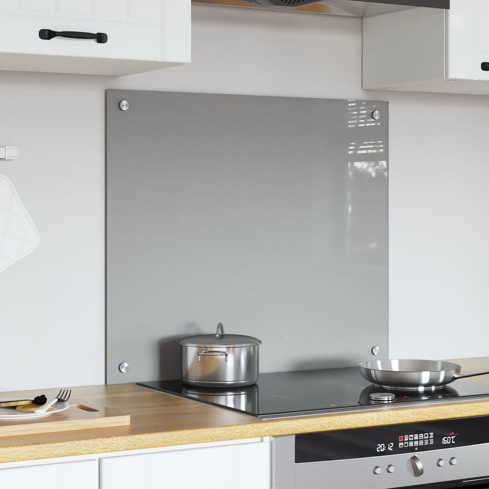 Pannello Cucina  Grigio Chiaro 70X60X0,6 Cm Vetro Temperato