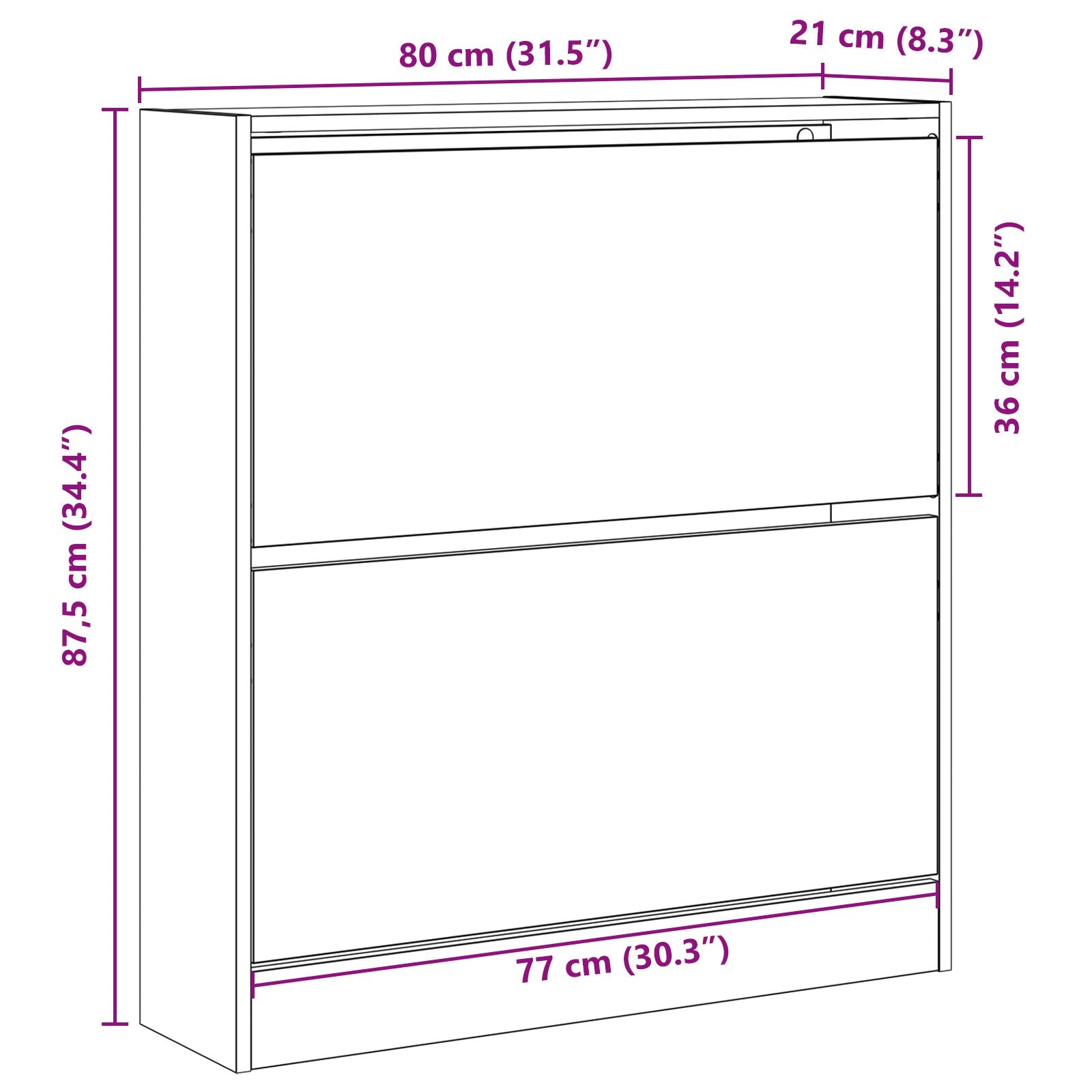 Scarpiera  Con Cassetto Flip In Rovere Nero 80X21X87,5 Cm