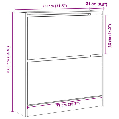 Scarpiera  Con Cassetto Flip In Rovere Nero 80X21X87,5 Cm