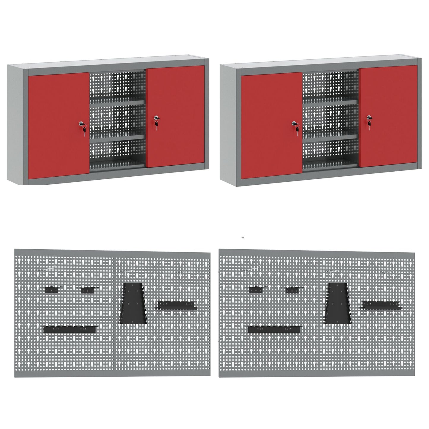 Set Di Banchi Da Lavoro Red Steel Da 8 Pezzi Di Rosso
