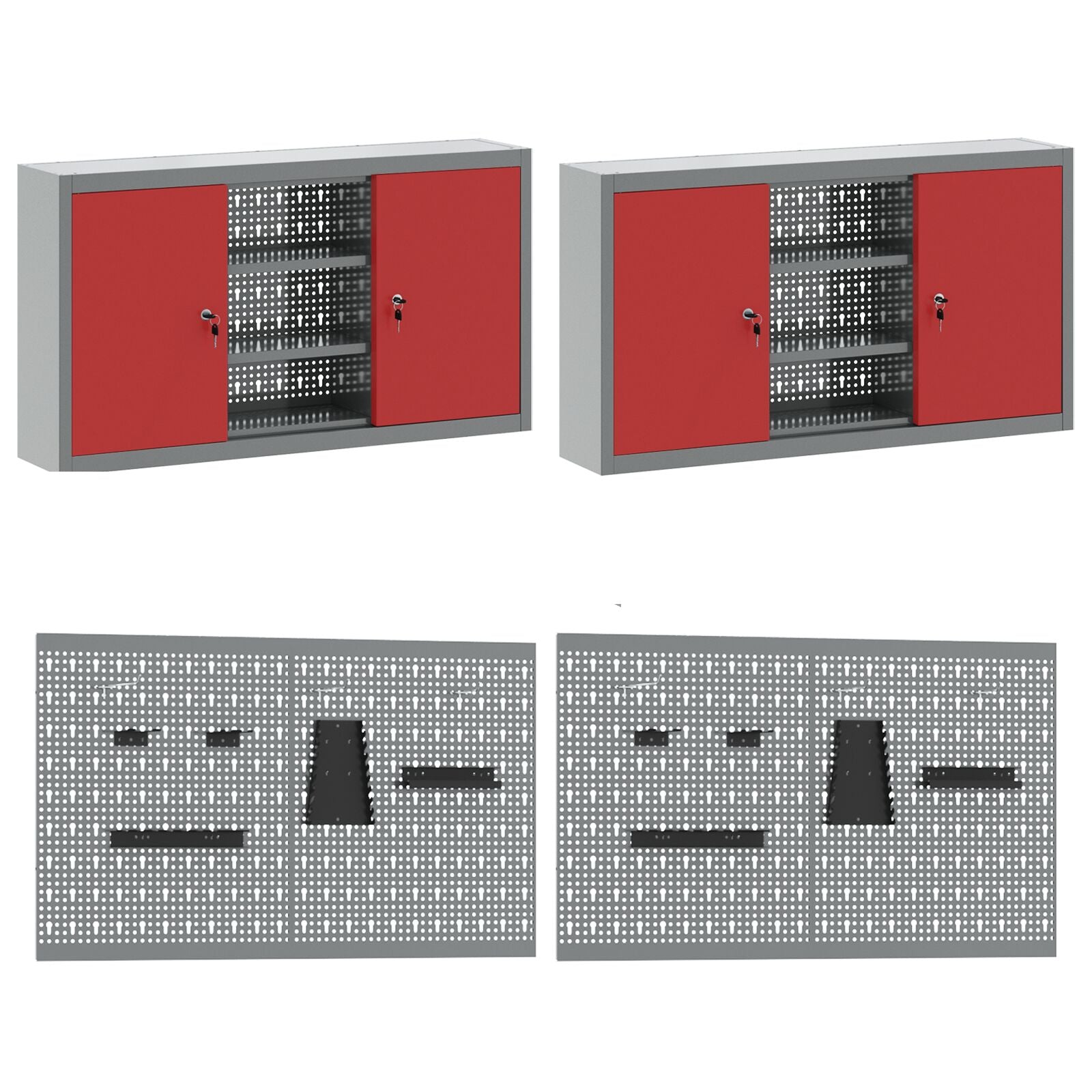 Set Di Banchi Da Lavoro Red Steel Da 8 Pezzi Di Rosso