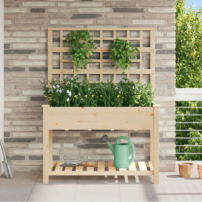 Fioriera Da Giardino Con Trellis E Ripiano 71X37X152 Cm In Legno Massello Di Abete