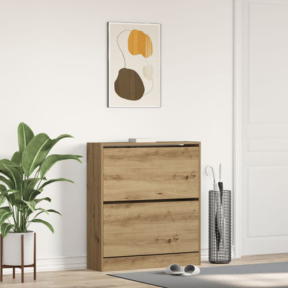 Mobile Per Scarpe  Con Cassetto A Ribalta In Rovere Affumicato 80X21X87,5 Cm