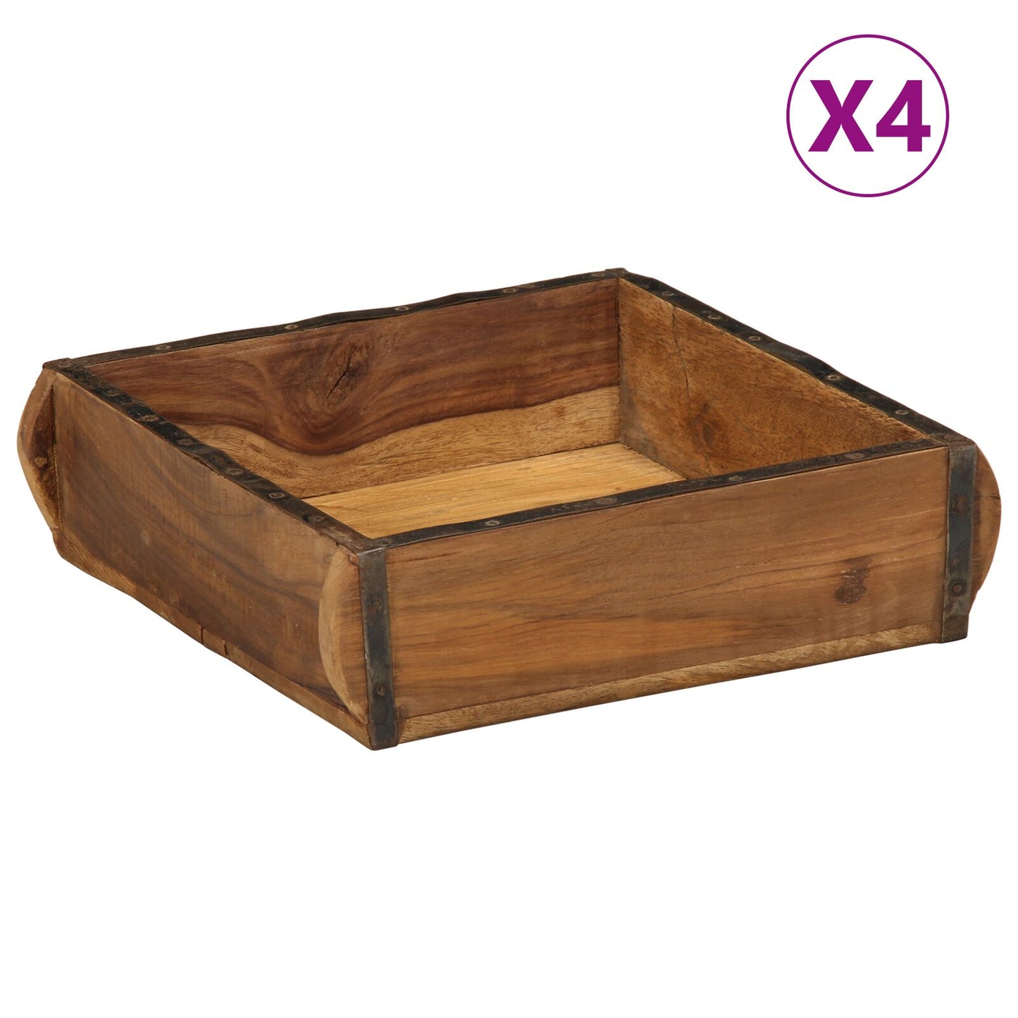Vassoi 4 Pcs 31X29X10 Cm Legno Massello Riciclato
