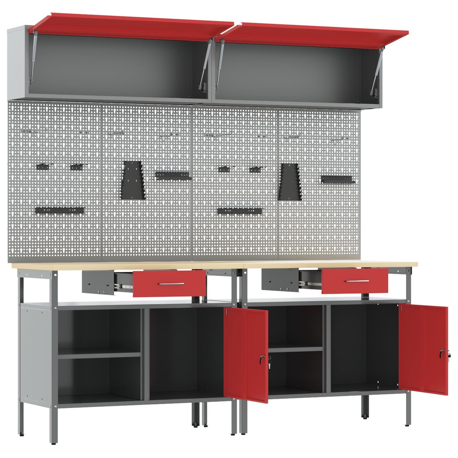 Set Da Lavoro In Acciaio Rosso Da 8 Pezzi Rosso