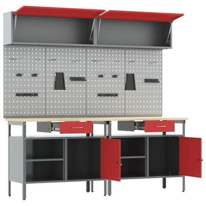 Set Da Lavoro In Acciaio Rosso Da 8 Pezzi Rosso
