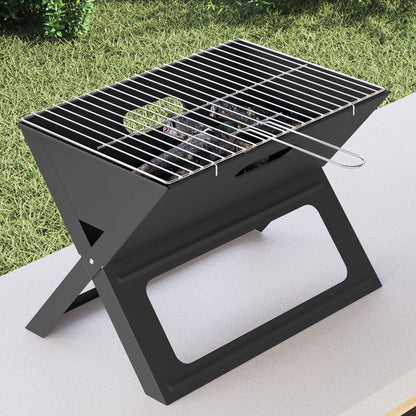 Griglia Bbq A Carbone - Pieghevole, Nera, 46X30X31 Cm, Realizzata In Acciaio