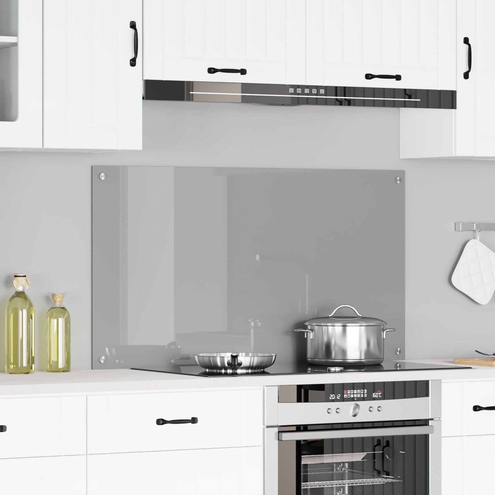 Schienale Cucina Grigio Chiaro 110X60X0,6 Cm Vetro Temperato Di