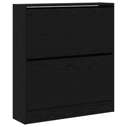 Scarpiera  Con Cassetto Flip In Rovere Nero 80X21X87,5 Cm
