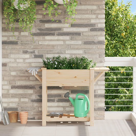 Piantana Da Giardino  Con Ripiani 111X37X76 Cm In Legno Massello Di Pino