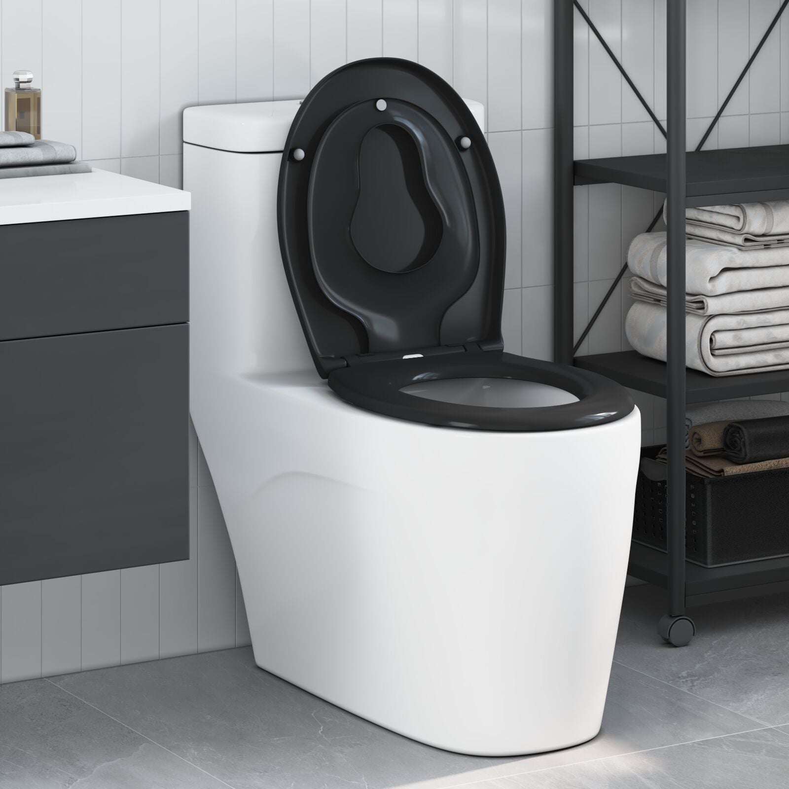 Sedile Per Toilette Familiare Con Sedile Per Bambini Sgancio Rapido In Duroplast