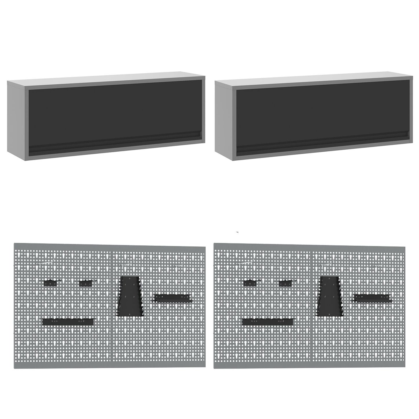 Set Banco Di Lavoro 8 Pezzi Grigio Acciaio Rosso
