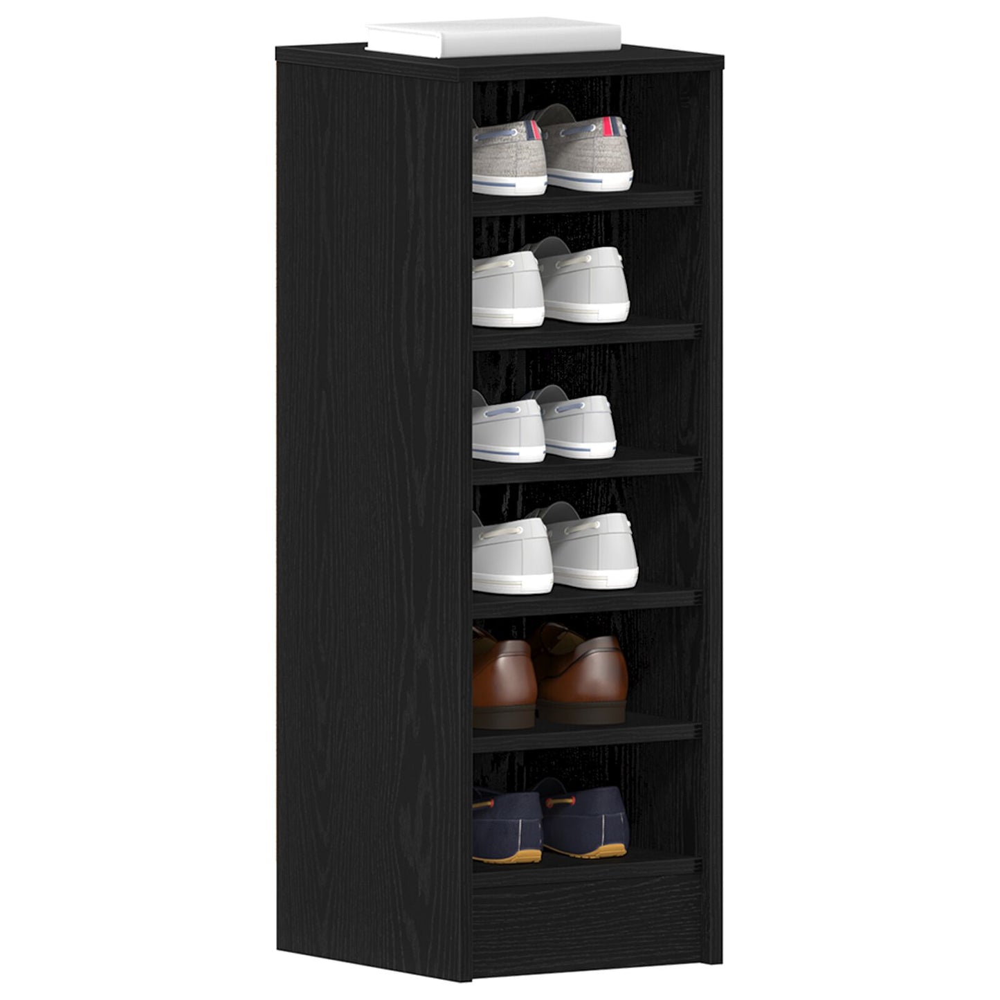 Mobile Per Scarpe  Nero Rovere 31,5X35X90 Cm In Legno Ingenerizzato