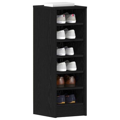 Mobile Per Scarpe  Nero Rovere 31,5X35X90 Cm In Legno Ingenerizzato