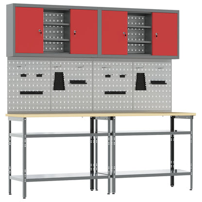 Set Da Tavolo Per Attrezzi 8 Pezzi In Legno Ingegnerizzato E Metallo Rosso Rosso