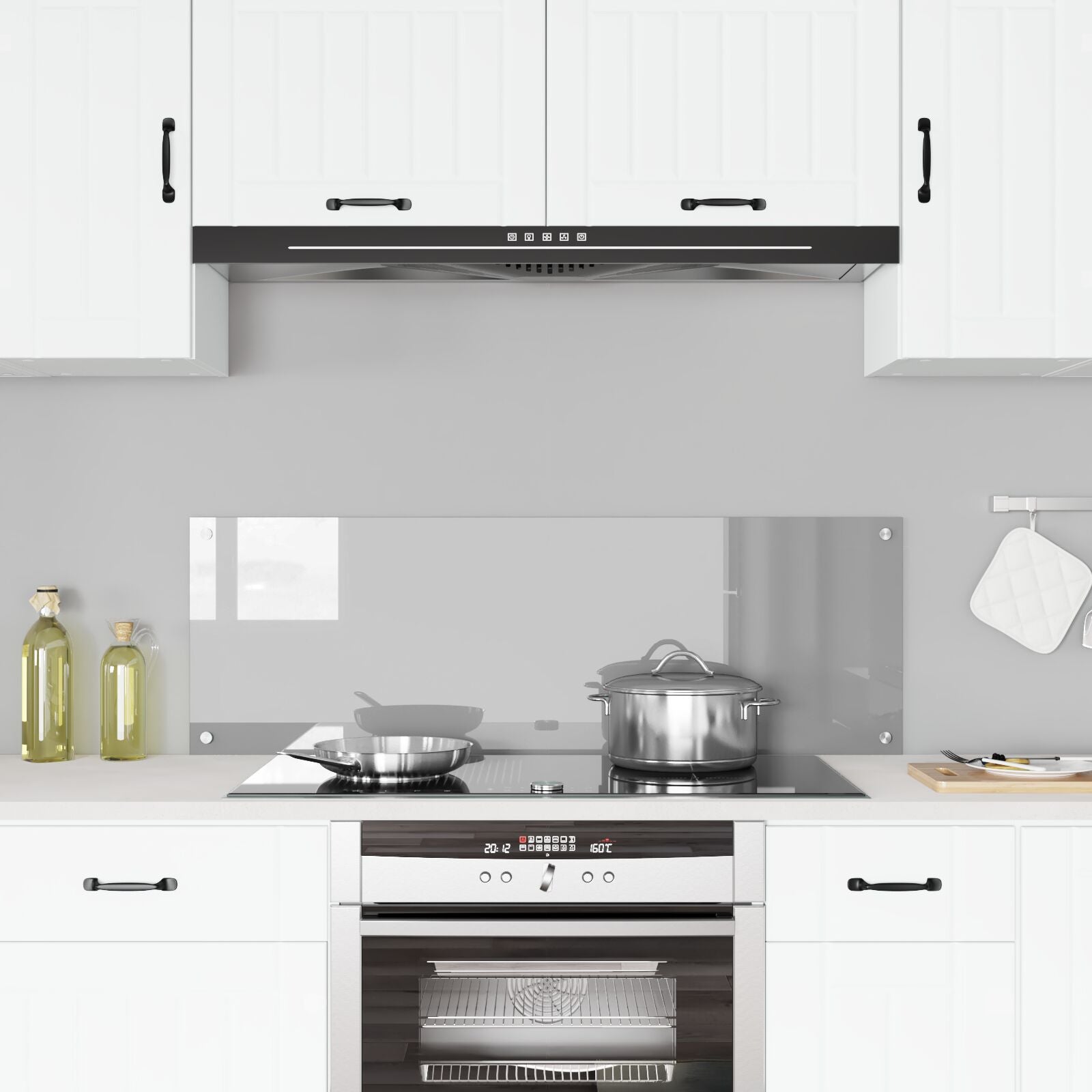 Schienale Cucina Grigio Chiaro 120X40X0,6 Cm Vetro Temperato