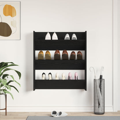 Armadio Per Scarpe  Nero Rovere 80X18X90 Cm In Legno Ingegnerizzato