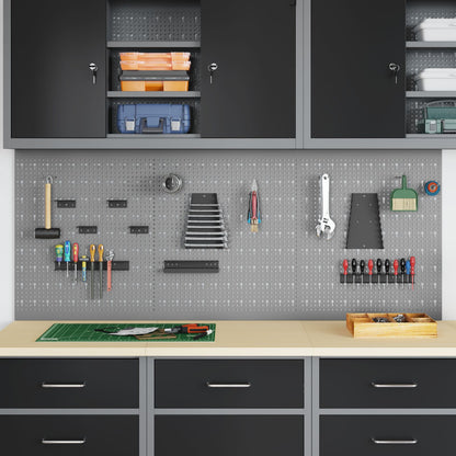 Pannelli Pegboard  2 Pezzi Con 8 Accessori Grigio 50X Acciaio
