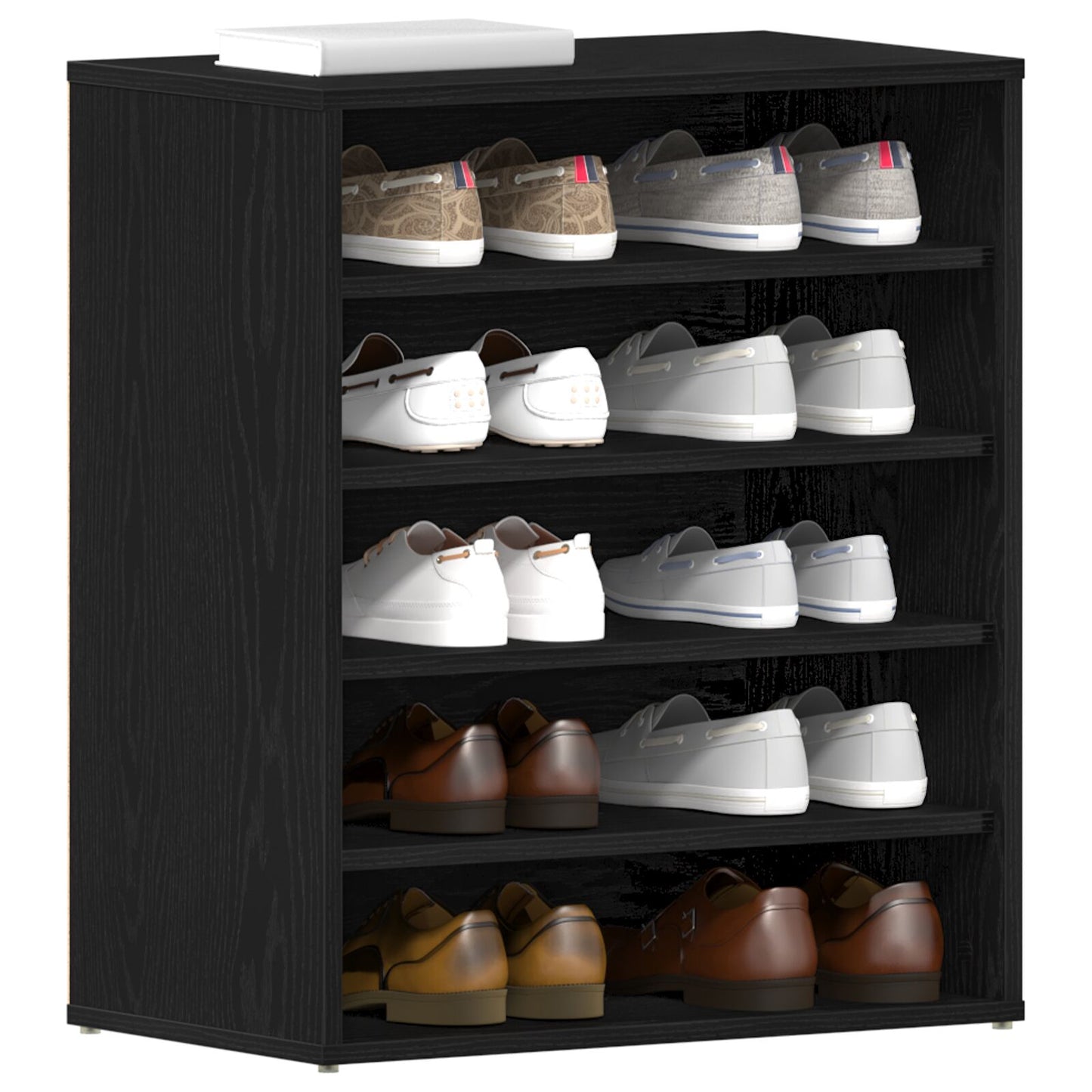 Mobiletto Per Scarpe  Nero Rovere 60X35X70 Cm In Legno Ingegnerizzato