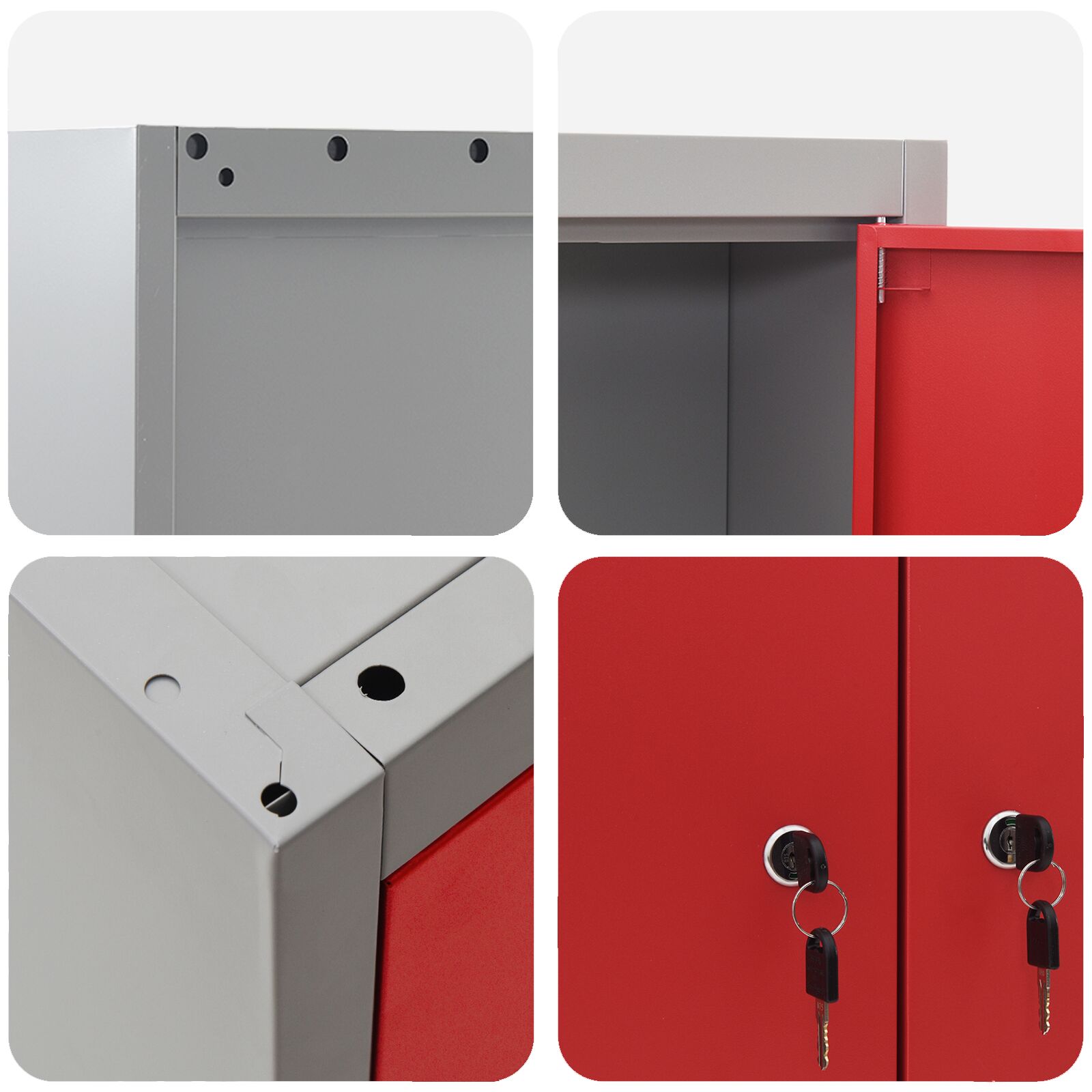 Set Di Armadietto Per Attrezzi E Pannello Forato Da 5 Pezzi Montato A Muro Rosso In Metallo Rosso