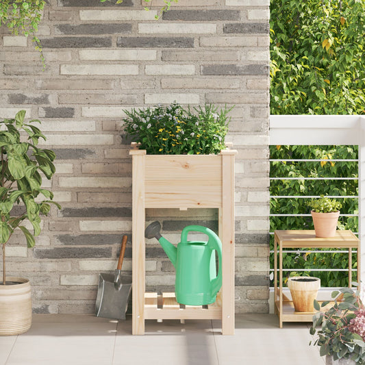 Vaso Da Giardino  Con Ripiano 45X45X76 Cm In Legno Massello Di Abete