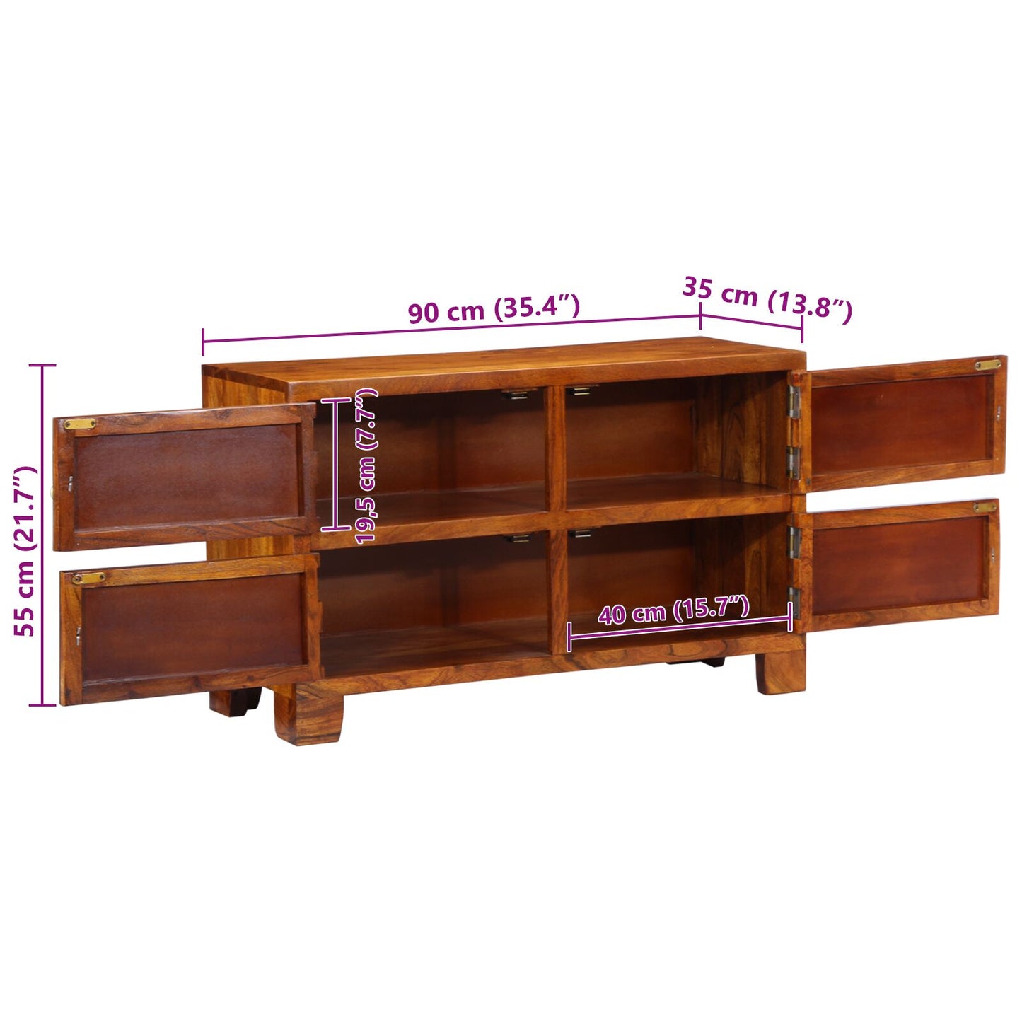 Scarpiera  90X35X55 Cm In Legno Massello Di Acacia