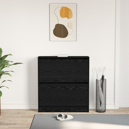 Scarpiera  Con Cassetto Flip In Rovere Nero 80X21X87,5 Cm