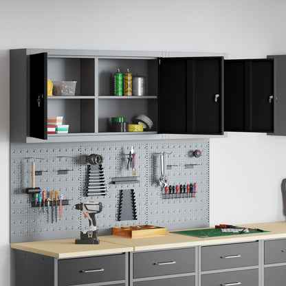 Set Da 5 Pezzi Di Armadio Per Utensili E Pannello Magnetico Da Montare A Muro In Metallo Nero Rosso