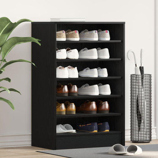 Mobile Per Scarpe  Nero Rovere 60X35X92 Cm In Legno Ingegnerizzato