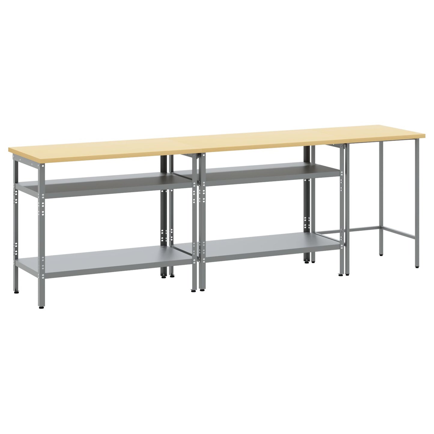 Set Di Banchi Da Lavoro In Acciaio Grigio, 3 Pezzi Rosso