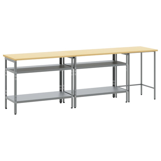 Set Di Banchi Da Lavoro In Acciaio Grigio, 3 Pezzi Rosso