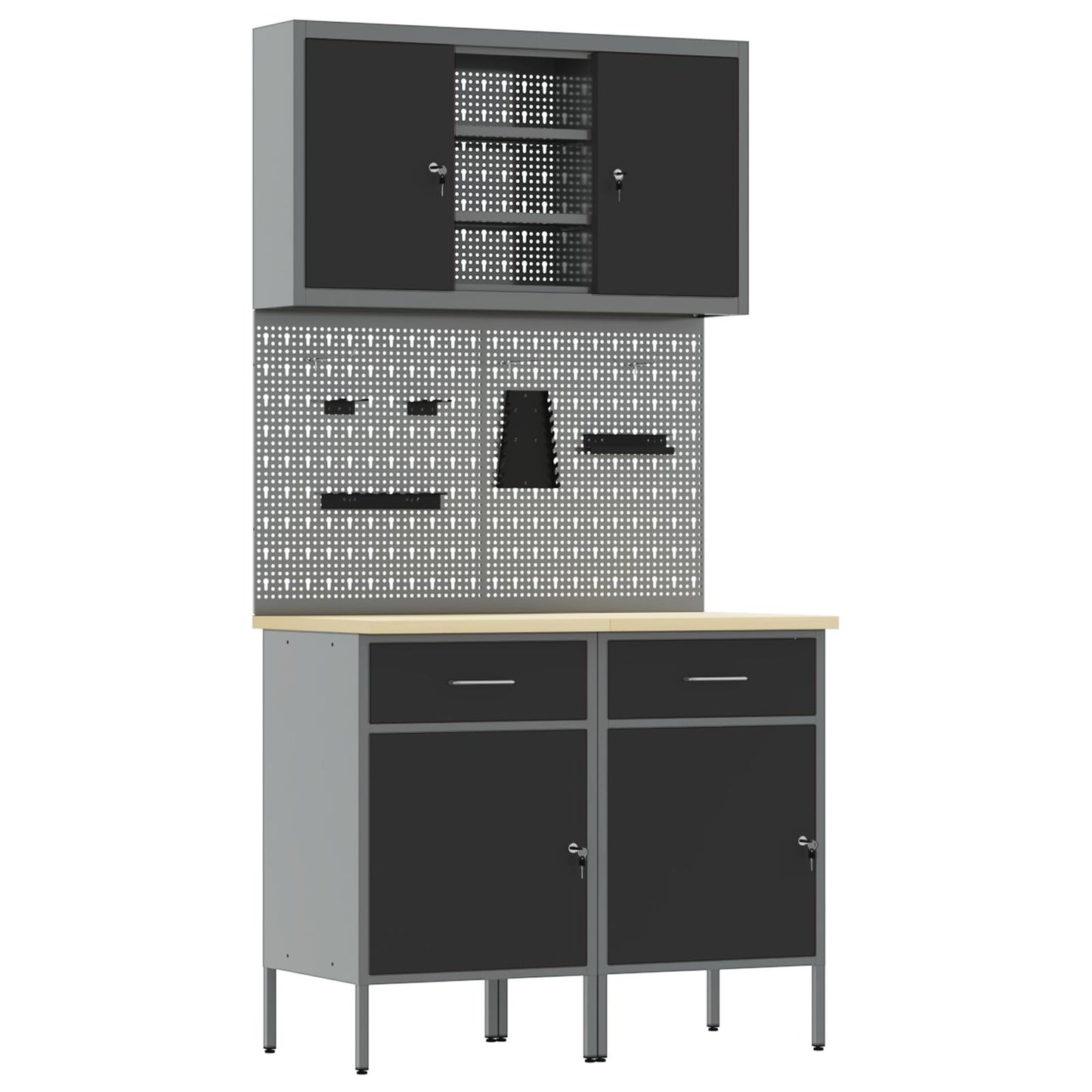 Set Di Mobili Da Lavoro Set Di 5 Nero Acciaio Standard Grigio
