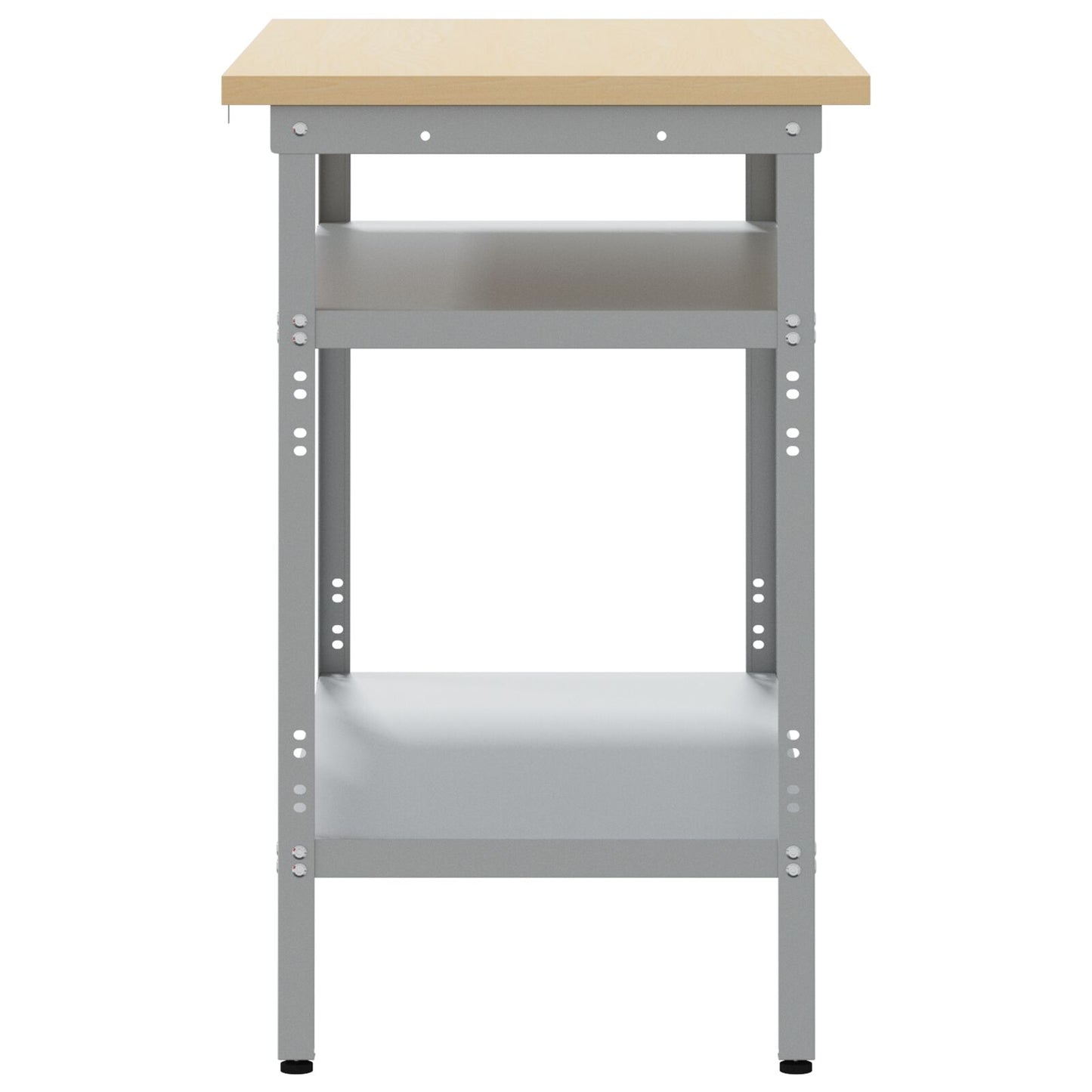 Tavolo Da Lavoro  In Grigio, 100X55X85 Cm, In Acciaio E Legno Ingegnerizzato