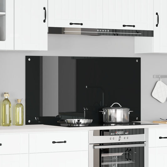 Parafango Cucina  Nero 120X60X0,6 Cm In Vetro Temperato