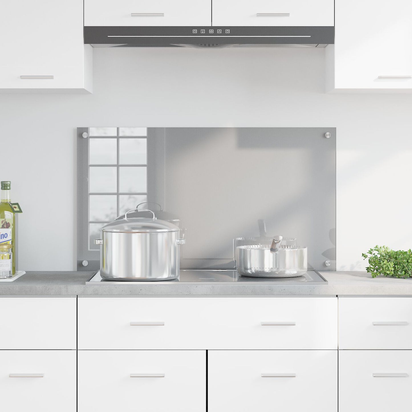Cucina Backsplash Grigio Chiaro 90X50X0.6 Cm Vetro Temperato