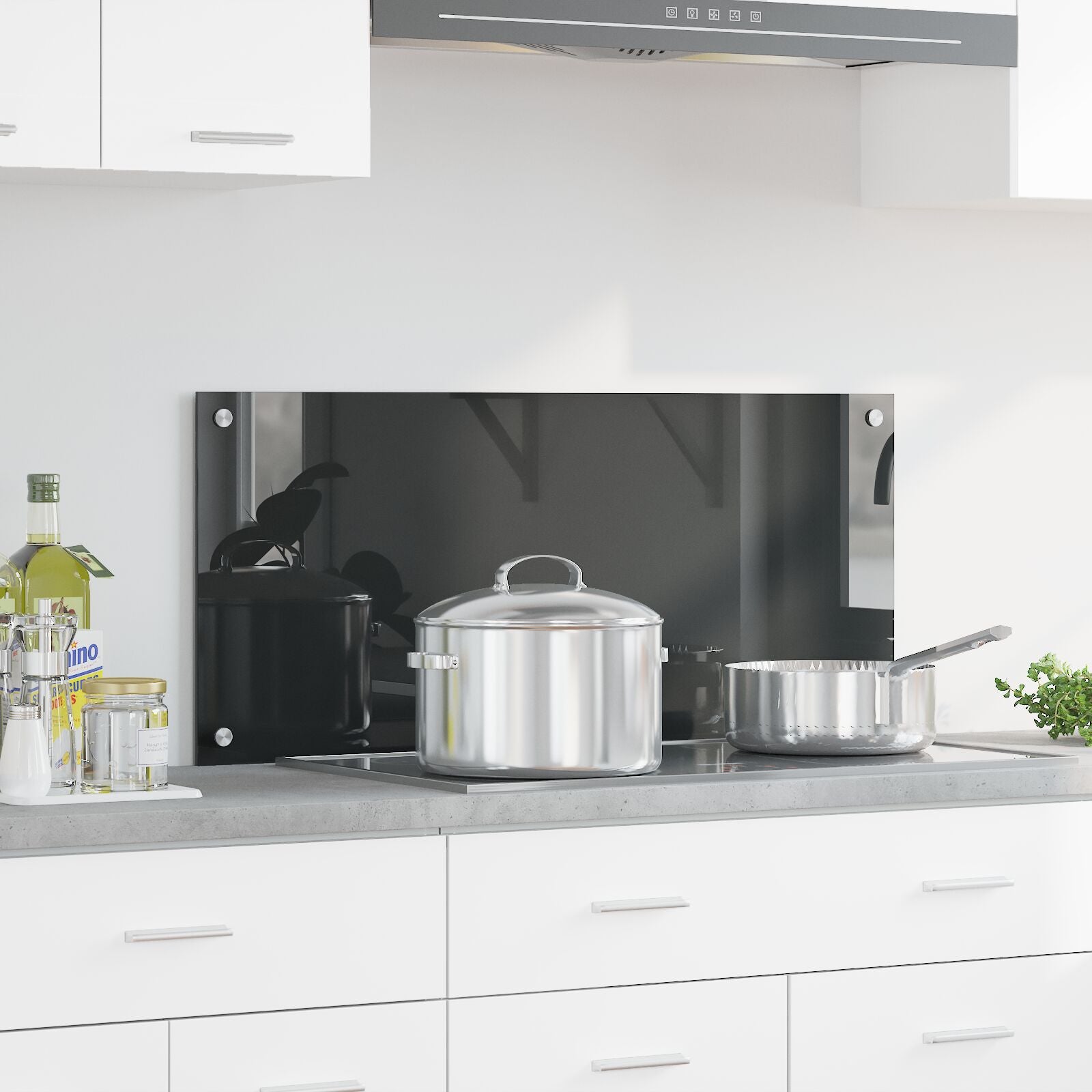 Schienale Per Cucina  Grigio Scuro 90X40X0,6 Cm In Vetro Temperato