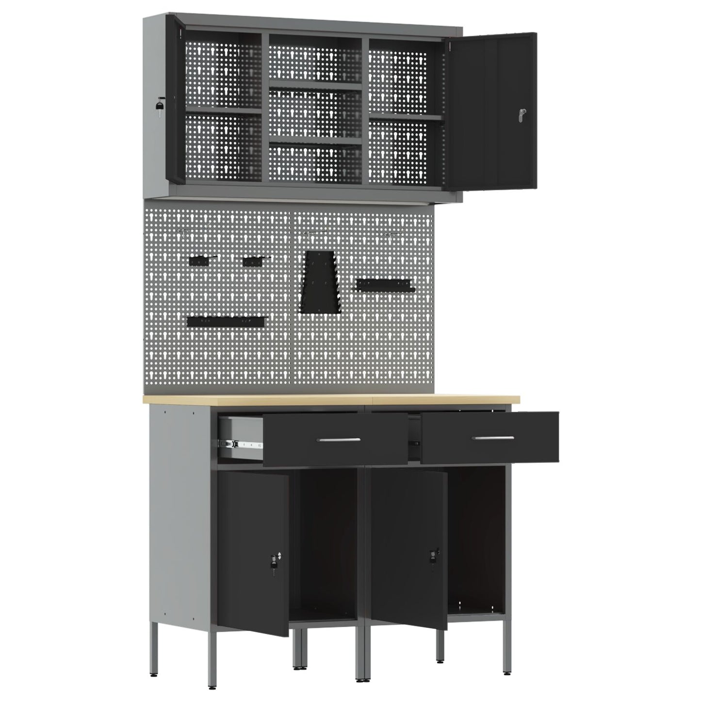Set Di Mobili Da Lavoro Set Di 5 Nero Acciaio Standard Grigio