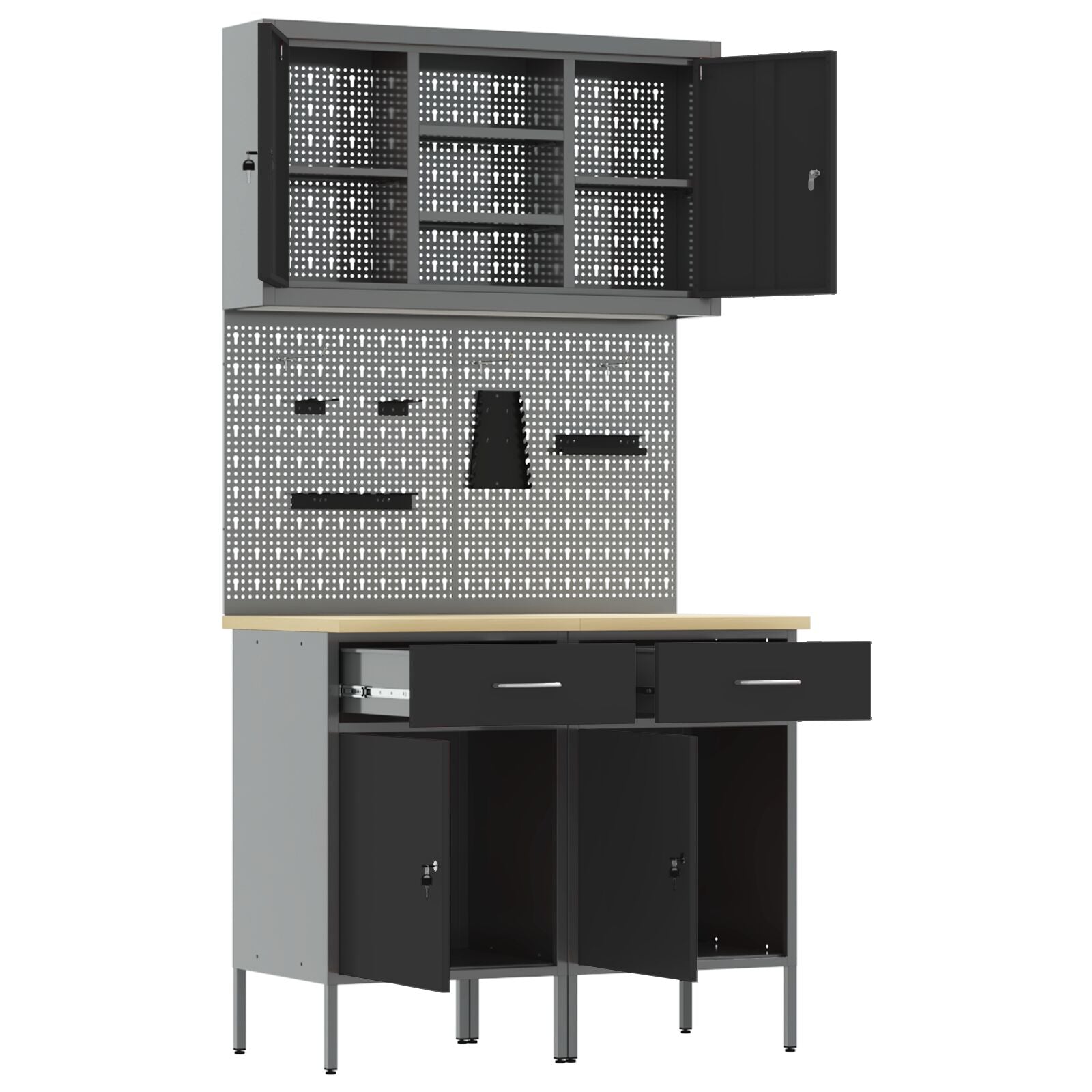 Set Di Mobili Da Lavoro Set Di 5 Nero Acciaio Standard Grigio