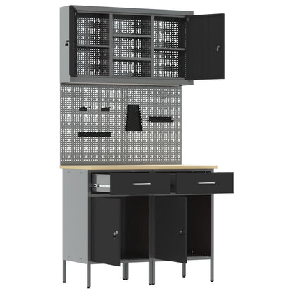 Set Di Mobili Da Lavoro Set Di 5 Nero Acciaio Standard Grigio