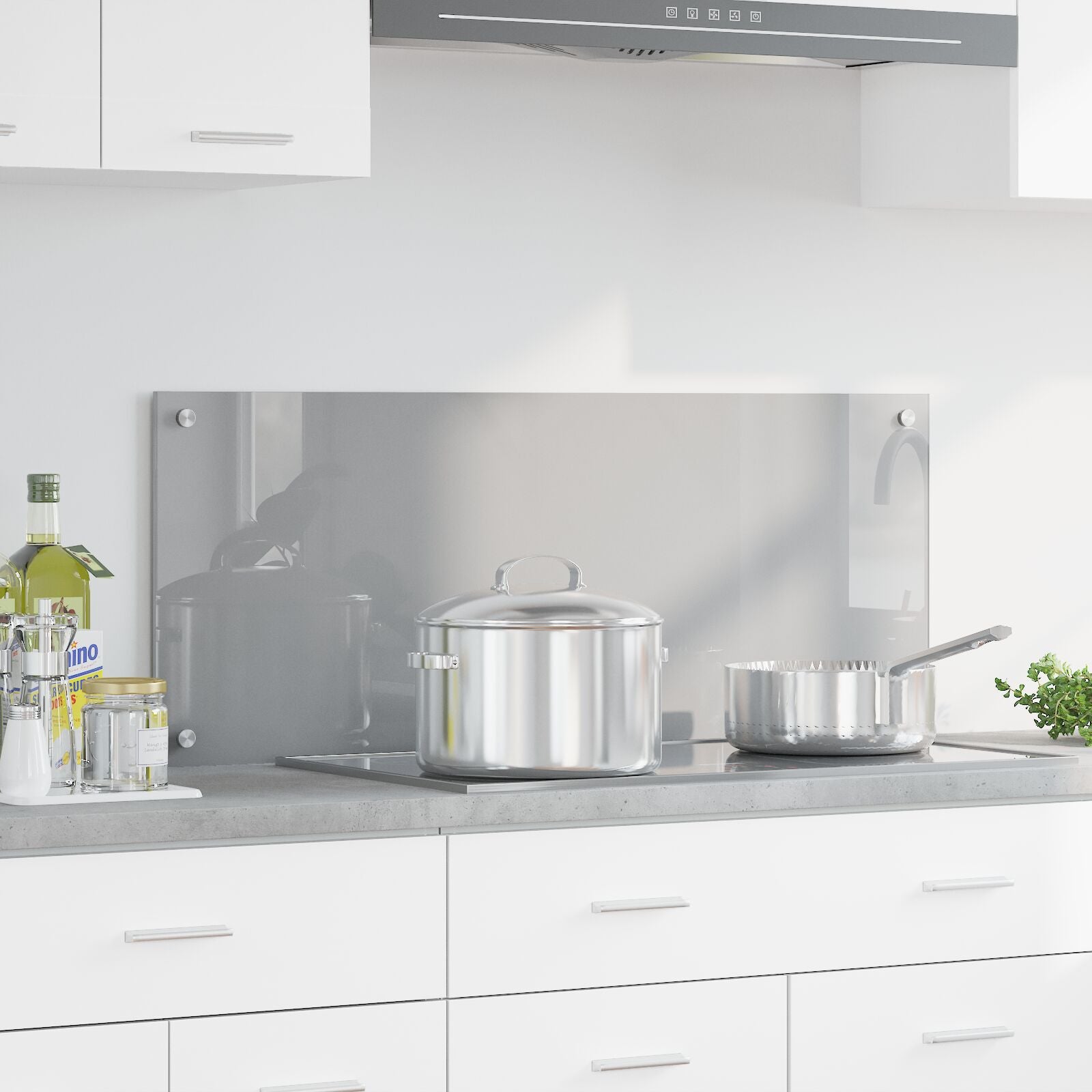 Schienale Cucina Grigio Chiaro 100X40X0,6 Cm In Vetro Temperato -