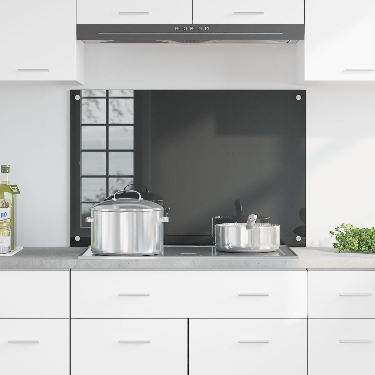 Schienale Cucina Grigio Scuro 90X60X0,6 Cm In Vetro Temperato