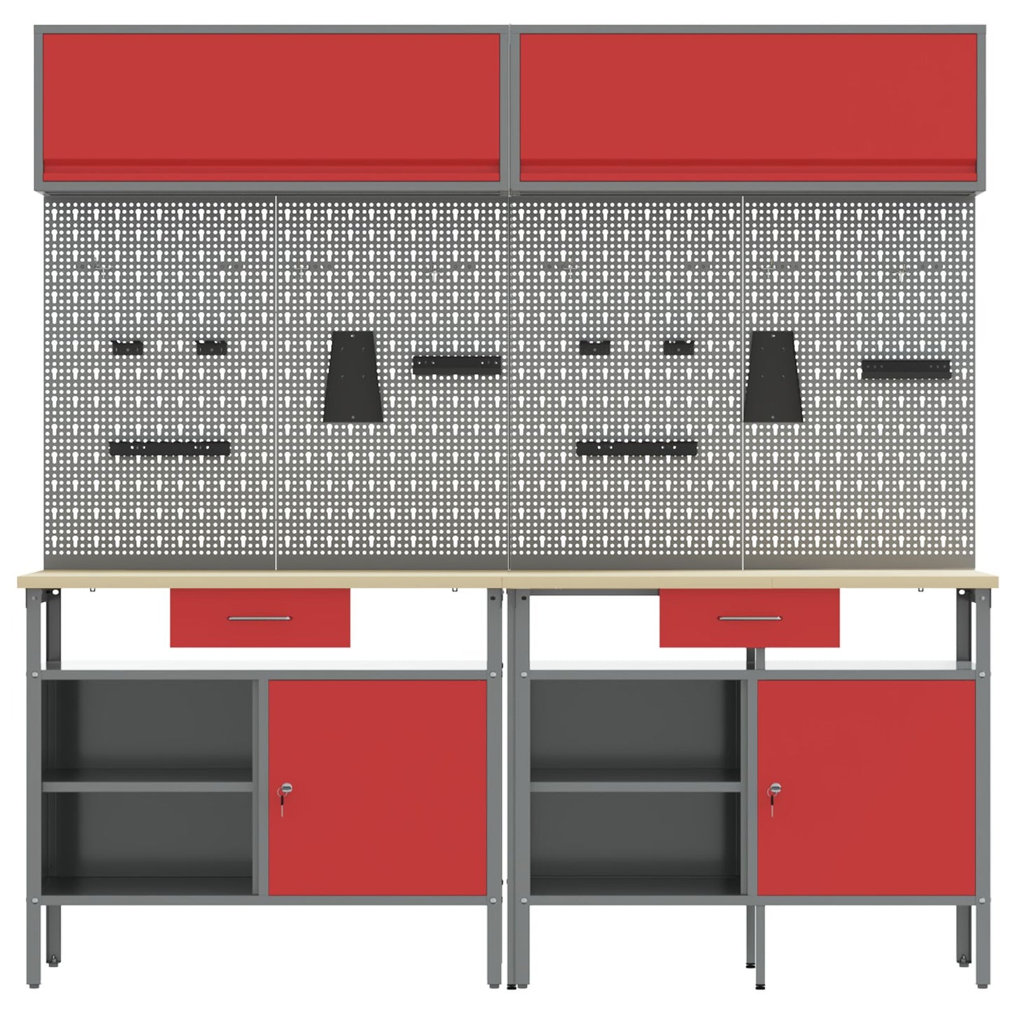 Set Da Lavoro In Acciaio Rosso Da 8 Pezzi Rosso