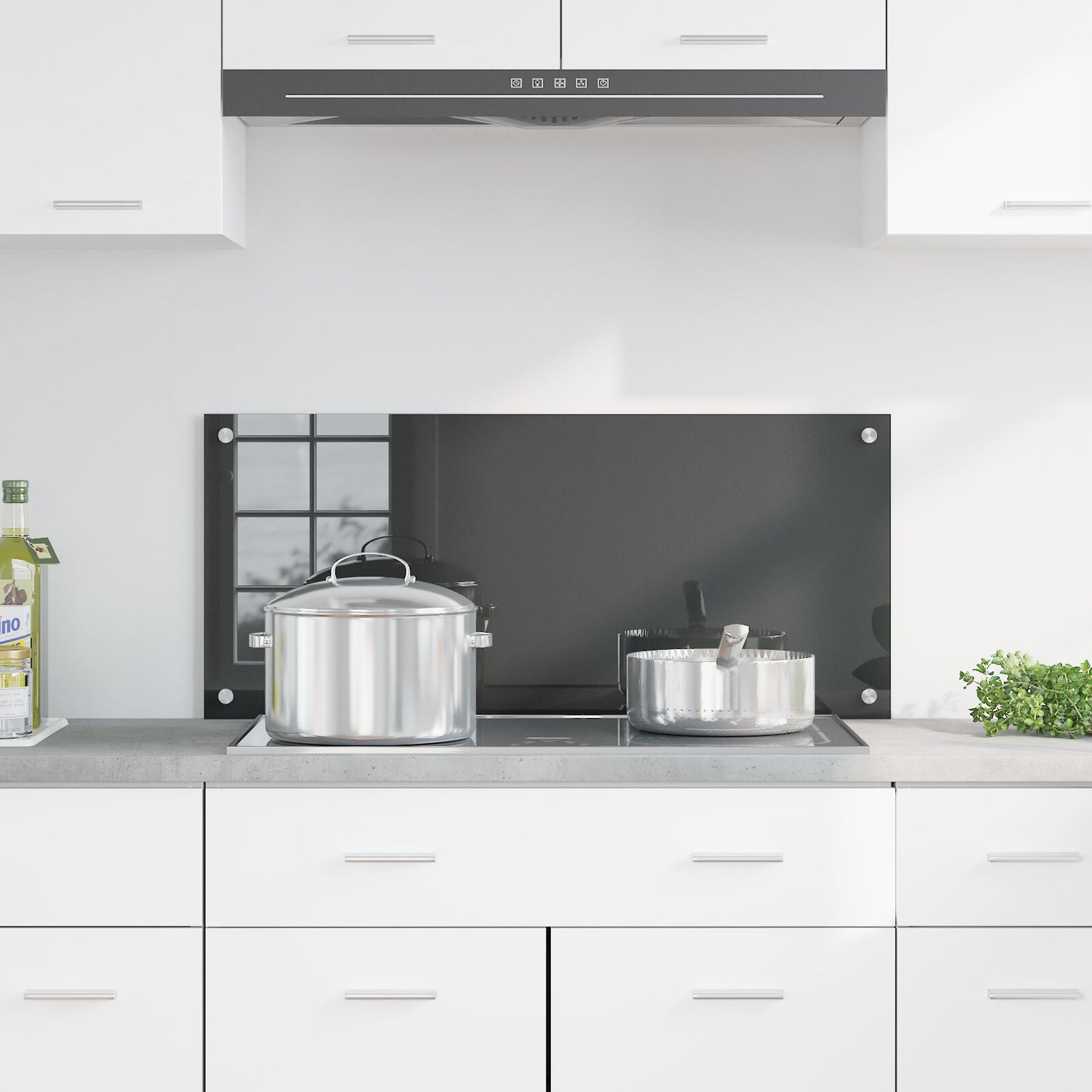 Schienale Per Cucina  Grigio Scuro 90X40X0,6 Cm In Vetro Temperato