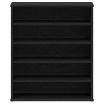 Mobiletto Per Scarpe  Nero Rovere 60X35X70 Cm In Legno Ingegnerizzato