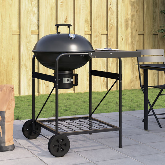 Carrello Barbecue A Carbone  Con Coperchio Nero 96X72X113 Cm In Metallo