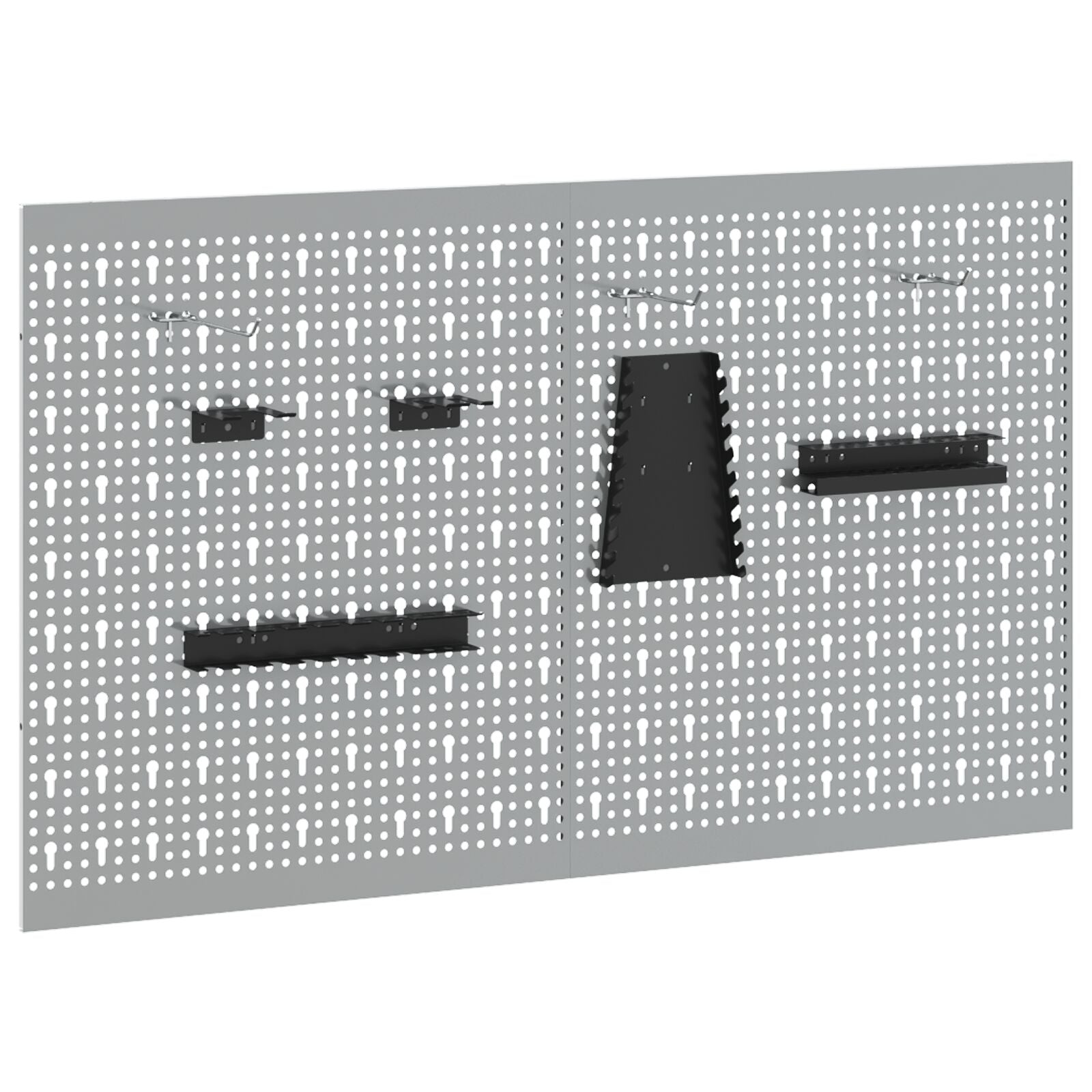 Pannelli Pegboard  2 Pezzi Con 8 Accessori Grigio 50X Acciaio