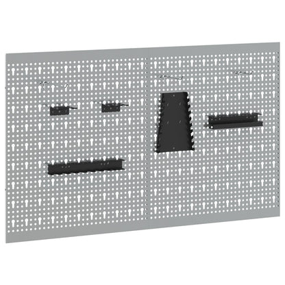 Pannelli Pegboard  2 Pezzi Con 8 Accessori Grigio 50X Acciaio