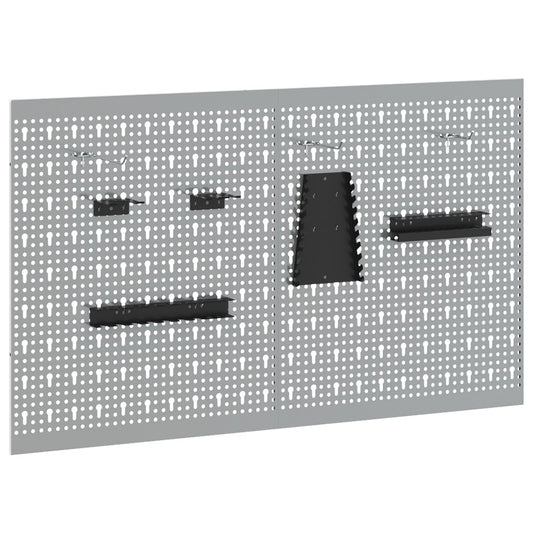 Pannelli Pegboard  2 Pezzi Con 8 Accessori Grigio 50X Acciaio