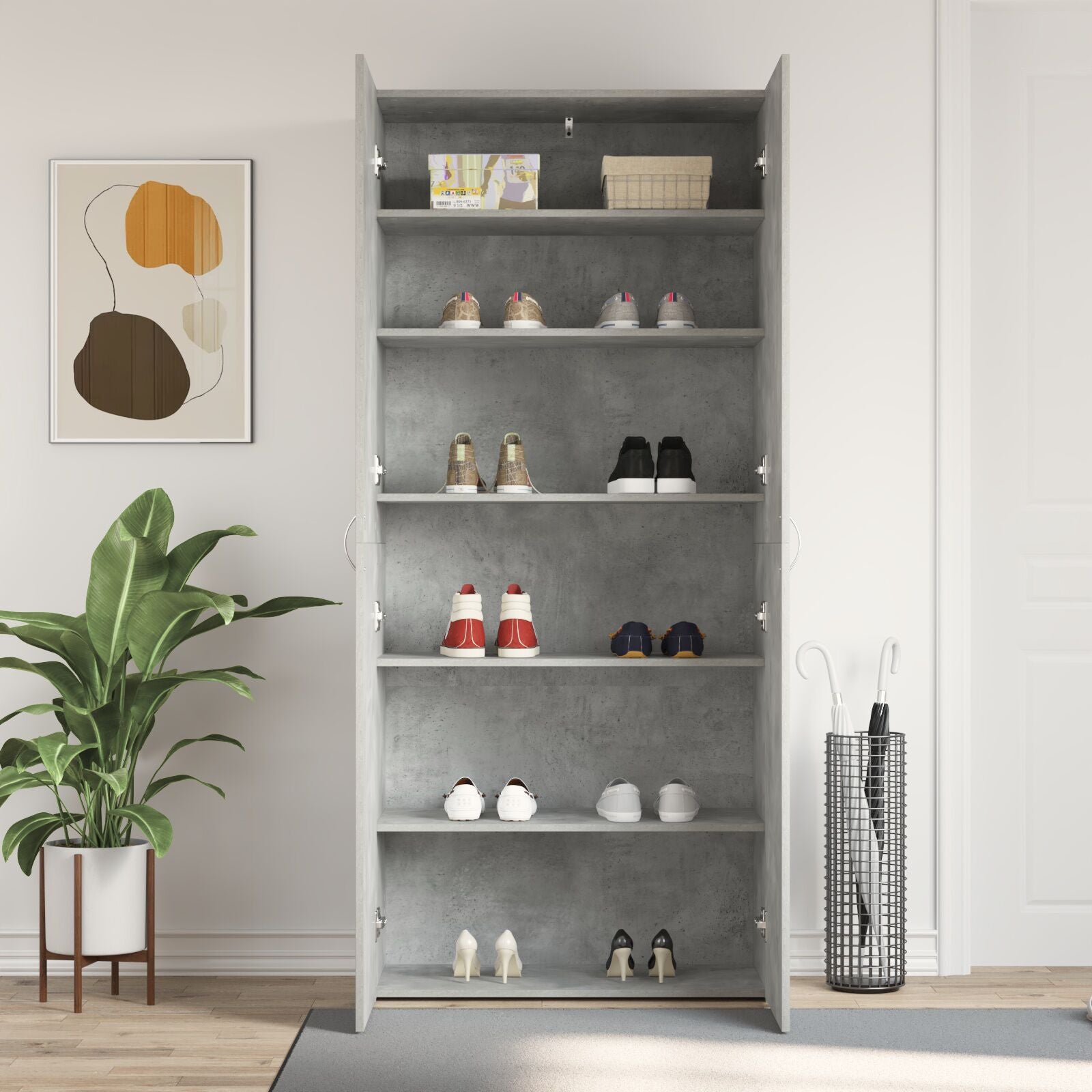 Armadio Scarpe  Grigio Cemento Legno Ingegnerizzato Armadio Scarpe