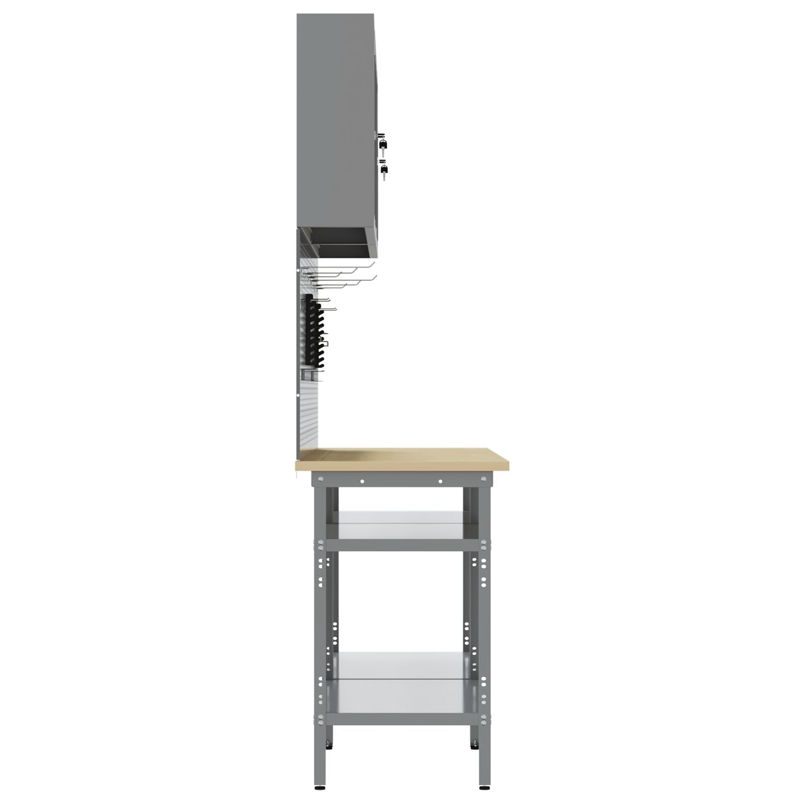 Set Da Lavoro In Acciaio Grigio 8 Pezzi Di Rosso